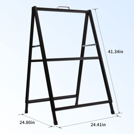 GOOTUE Heavy Duty Slide-in Folding A-Frame Sidewalk Sign 24x36 Inch Black Coated Steel Metal Double-Sided,Only Frame