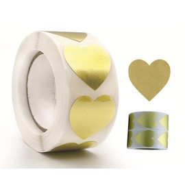 1000PCS Gold Heart Sticker,1 Inch Metallic Love Heart Shaped Foil Envelopes Sealing Stickers for Kids Reward,Valentine's Day,Christmas Gift,Award Charts,Wedding Invitaion, Birthday Party (Gold)