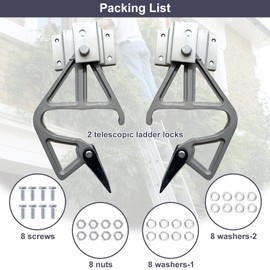 Cerraduras de Escalera de Extensión de Aluminio, 2 Piezas Kit de bloqueo de peldaños, kit de agarre de escalera de mandíbula de bloqueo para 28-11