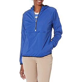 Cutter & Buck Women's Breaker Half Zip Long Sleeve Hooded Popover Jacket, Tour Blue, XXXL