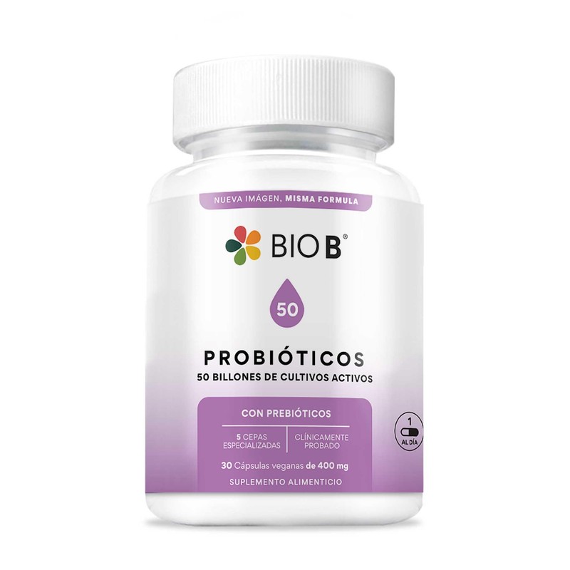 BIO B | Probióticos 50 billones + prebióticos | 30