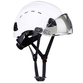 UNINOVA Hard Hats Construction OSHA ANSI Z89.1 Approved Safety Helmet Vented Hard Hat with Visor Adjustable 6 Pt Suspension Safety Hardhats Construction Work(01White Smoked Visor)