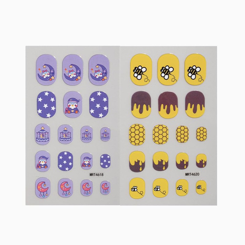Cute Animals Kids Nail Stickers Cartoon Nail Wraps Self Adhesive