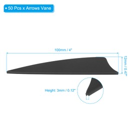 PATIKIL Arrows Vanes, 50 Pack 4 Inch Archery Fletching Arrow Fletch Wing with Shied Cut for DIY Hunting Target Shooting, Black