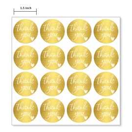 Yeachlaing 1.5 Inch Thank You Stickers, 480 White Script on Gold Foil Stickers for Small Business, Self-Adhesive & Waterproof