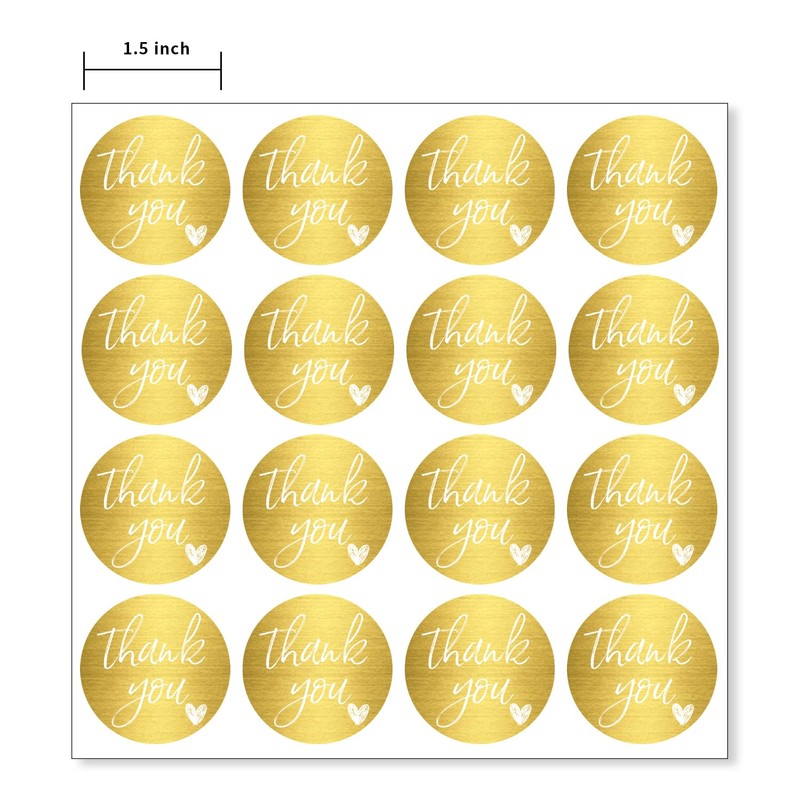 Yeachlaing 1.5 Inch Thank You Stickers, 480 White Script on