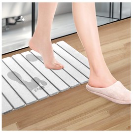 Langierspur Foldable Stone Bath Mat, Non-Slip Quick Dry Bath Mat, Super Absorbent Diatomaceous Earth Mat, Easy to Clean and Store, Compact Bathroom Mat for Bathtub and Shower，23.6" x 15.4"