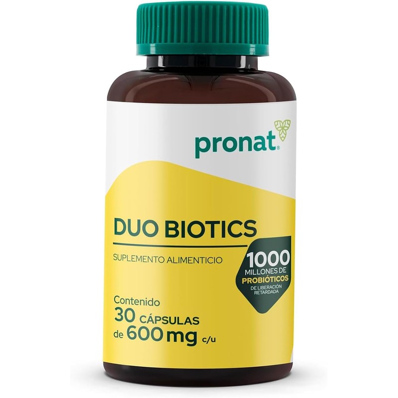 PRONAT Probióticos Duo Biotics, Suplemento Alimenticio, con Prebióticos, 30 Cápsulas