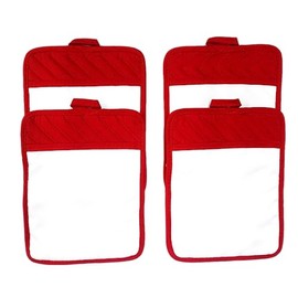 Tromic Sublimation Blanks 9"x7" Polyester/Cotton Red Pot Holders with Pocket DIY Set of 4