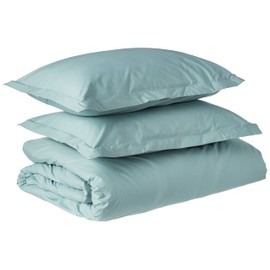 Queen Size Duvet Cover 100% Cotton Made in Egypt Soft 400 Thread Count for Queen Size Bedding, 3 Pieces Bedding Duvet & Pillow Shams Sets, Full/Queen, Misty Blue