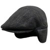 Funky Junque Wool Flat Cap with Earflaps - Grey Plaid