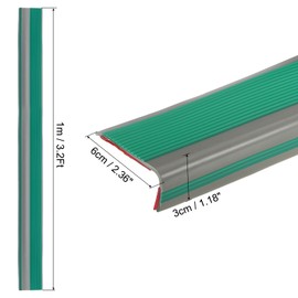 uxcell 3.2Ft Stair Nosing, 3cm PVC Self Adhesive Stair Edges Protector L Shape Stair Edging Stair Steps Edges Trim for Outdoor Indoor Stair, Dark Green/Grey