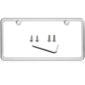 LFPartS Slim Style Polished Stainless Steel License Plate Frame Mirror Finish 2 Holes