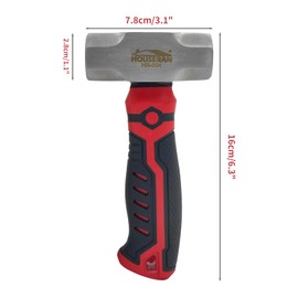 HOUSERAN Sledge Hammer, Mini Sledge Hammer, 1.24lb Sheet Metal Hammer, Drilling Hammer, Small Hammer for Women, Non-Slip Handle, for Demolition, Piling, Rock and Concrete Hammering, Red and Black