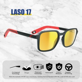 ICECUBE Laso-17 Polarized Sunglasses – Lightweight Square Frame, Anti-Slip Rubber Nose Pads, Sporty Rubber-Tipped Temples for All-Day Wear