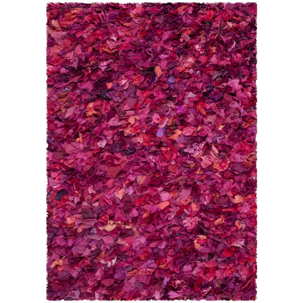 SAFAVIEH Rio Shag Collection Accent Rug - 2'6" x 4', Fuchsia & Multi, Handmade Decorative, 3.5-inch Thick Ideal for High Traffic Areas in Entryway, Living Room, Bedroom (SG951F)
