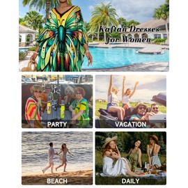 Bsubseach Women's Casual Beach Kaftan Dress Short Sleeve Loungewear Caftan Beach Dress, Green, One size fits all