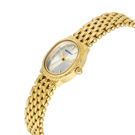 BERNY Gold Watches for Women Oval Ladie's Small Watch Quartz Movement 3ATM Waterproof Female Wrist Watch Small and Exquisite Tools Included -White Dail