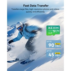 KEXIN 64GB Micro SD Card SDXC UHS-I Memory Card 64GB with Adapter Full HD & 4K UHD, C10, U3, 5 Pack Mini SD Card Expanded Storage for Smartphones, Sport Camera,Drones