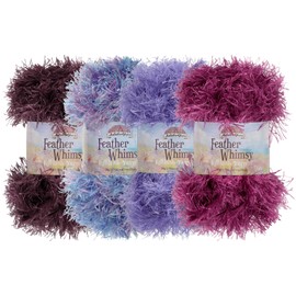 JubileeYarn Feather Whimsy Eyelash Yarn - 50g/Skein Fine Polyester Fur - Shades of Purple - 4 Skeins