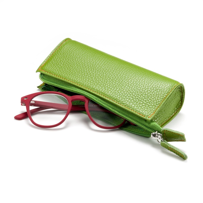 FEFI - Beautiful zip glasses case made of genuine leather,