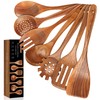 MULBOM 7 PCS Wooden Spoons for Cooking Natural Teak Kitchen