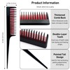 5-Piece Triple Teasing Comb Set - Rat Tail Combs for