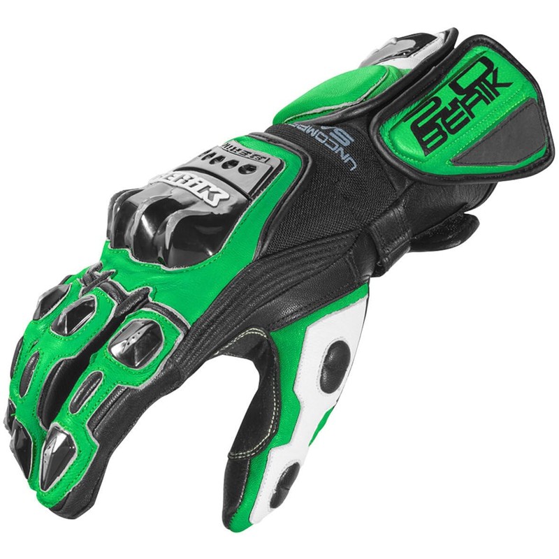 Berik Misano Motorcycle Gloves (Black/Green, 3XL)
