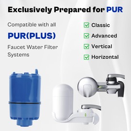 Blue Faucet Water Filter Replacement - Compatible with Pur and PUR PLUS, Fit for Multiple PUR Models like RF-9999 FM-2500V FM-3700 FM-3400B etc| Ensure Clean Tap Water 6 Pack by TOMOON