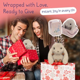 Bunny mimi Keychain with Box, Bunny Keychain with Tin, BunnyCute Plush Key chain, Cute Bag Car Handbag Charm Keychains (Grey)