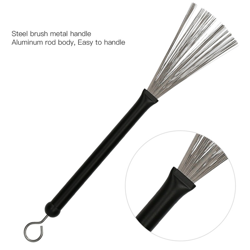 Drum Stick Brush Set Jazz Retractable Metal Wire 5A Bamboo