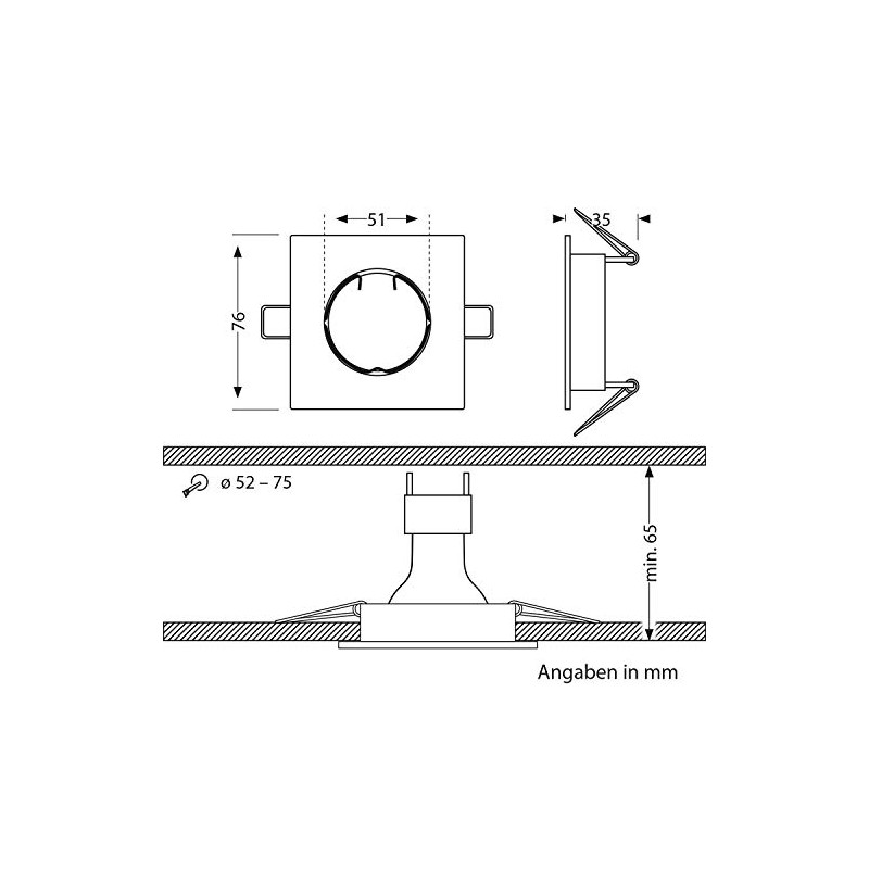 ledscom.de RIR Ceiling Mounting Frame, Square, Matt Stainless Steel, Pack