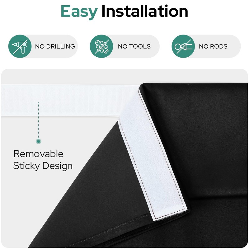 HOMEIDEAS 100% Blackout Door Curtains for French Door 26x12 Inch
