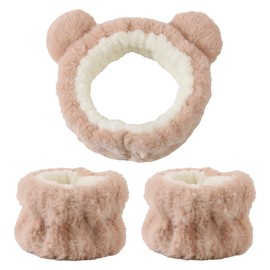 Spa Face Headband Wrist Wash Bands Set, Soft Make Up Headband, Fleece Skin Care Headbands, Elastic Wrist Sweatband, for Women and Girls, Pack of 3