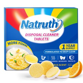 NATRUTH Garbage Disposal Cleaner Tablets - 24 Count - Lemon Scent - Removes Odor & Grease - Safe & Natural - Easy to Use - Deep Cleaning & Freshening - Septic Safe