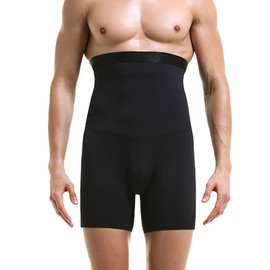 Akkad Kuti Men's Tummy Control Shapewear Shorts High Waist Compression Leggings Underwear Boxers （Basic Black Shorts, M