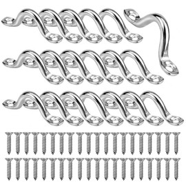AISHOW Pack of 20 M5 Stainless Steel Pad Eye 304 Stainless Steel Kayak Pad Deck Loops Eye Straps Fender Eyelet Boat Top Pad Eye with 40 Screws for Kayak Decks Canoe Rigging