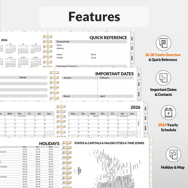 SUNEE 2026 Planner, Weekly and Monthly Calendar Planner, January 2026-December