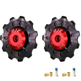 DJC Bike Ceramic Bearing Pulley Wheel 2pcs Guide Roller 11T 12T 13T 14T 15T 16T 17T MTB Road Bike Rear Derailleur for Shimano for Sram Pulley(Black 2pcs 11T)