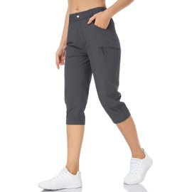 Hiking Pants for Women Lightweight Outdoor Cargo Capri for Athletic Casual with UPF 50 Quick Dry Zip Pockets Grey