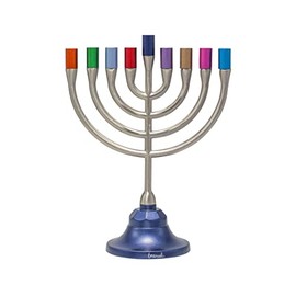 Yair Emanuel Hanukkah Menorah Candle Holder 9 Branch Classic Minimal Design (Multi-Color HAU-1)