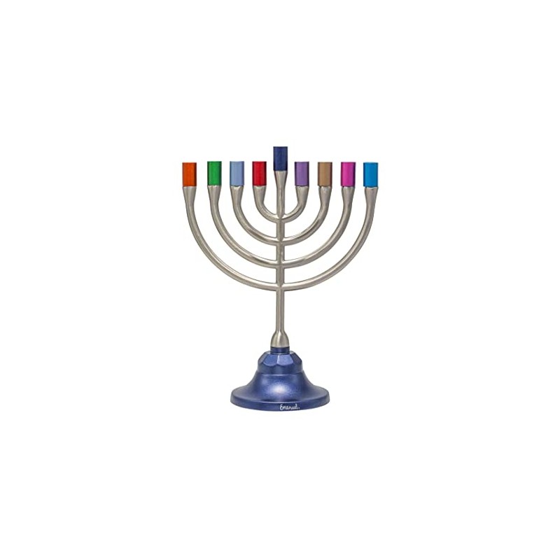 Yair Emanuel Hanukkah Menorah Candle Holder 9 Branch Classic Minimal