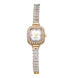OIDEA Ultra-Thin Bracelet Watch for Women: Elegant Rhinestone Diamond Square Shell Decoration Dial Quartz Wrist Watch Casual Dress Ladies Watch, Gold