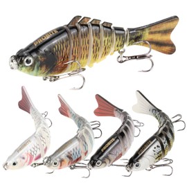 5PCS Lifelike Fishing Lures – Multi Jointed Swimbait for Bass Trout Crappie Walleye Pike, 8 Segments for Realistic Action, 3D Fish Eyes, Sharp Hooks, Perfect for Fishing Kits in Saltwater & Freshwater