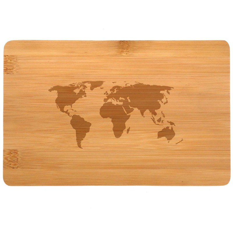 Samunshi® Wooden Board with Engraving World Map Bamboo Board Chopping