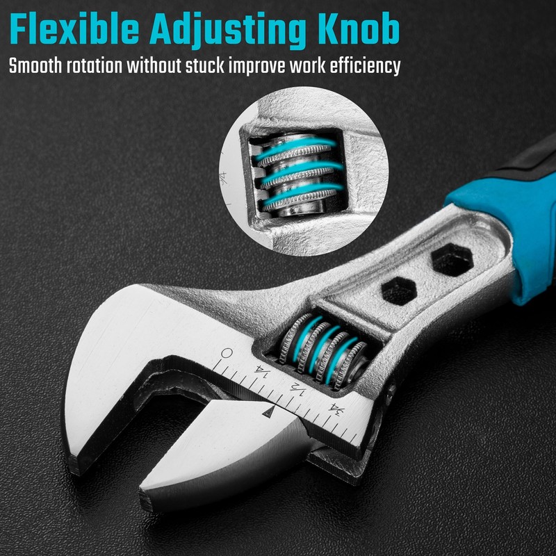 DURATECH 6 Inch Adjustable Wrench, 3-in-1 Spanner with Box End/Hex