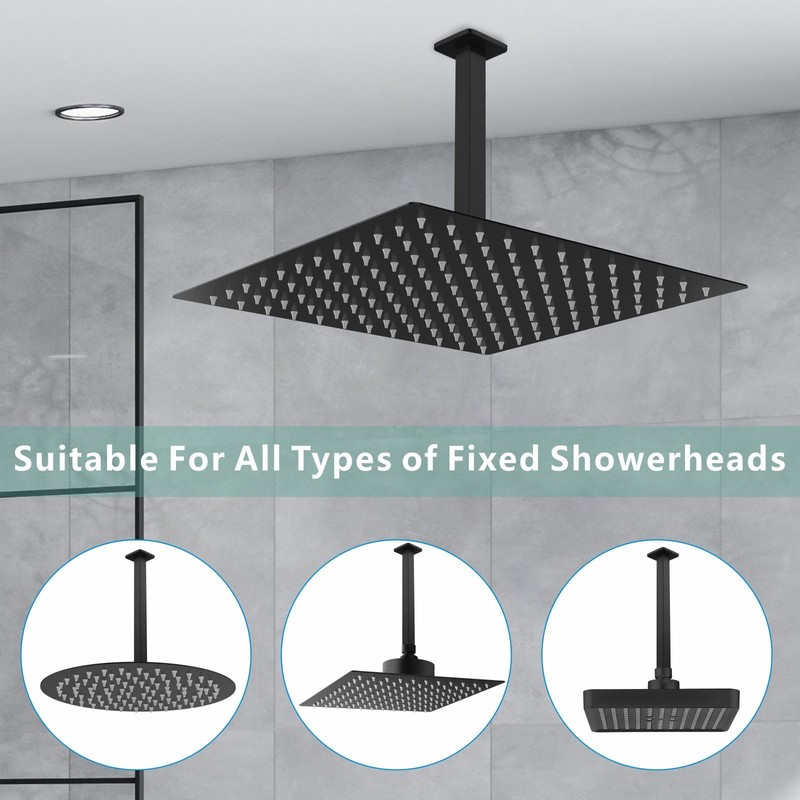 Voolan Shower Arm with Flange, Ceiling Mounted Fixed Shower Pipe,