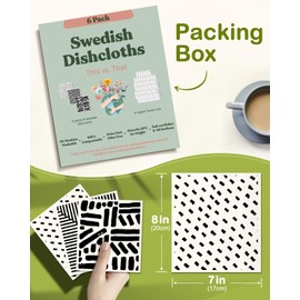 Miss Adola Swedish Dishcloths for Kitchen Reusable Swedish Cloths for Washing Dishes Absorbent Fast Drying Cleaning Swedish Sponge Cute Pattern Decor 6Pack Washable Swedish Towels, Line Drawing