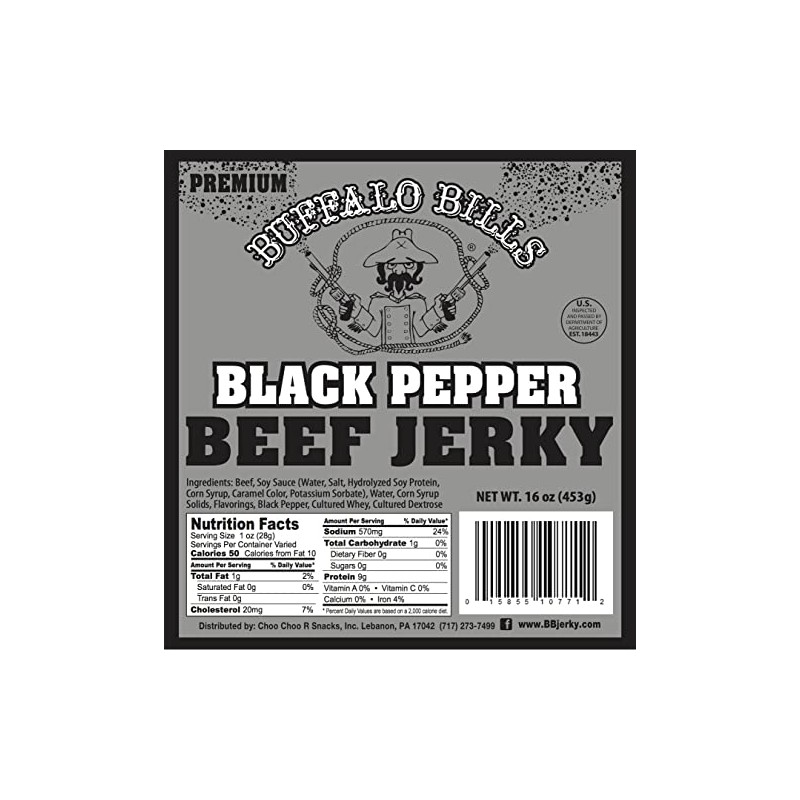 Buffalo Bills 16oz Premium Black Pepper Beef Jerky Pieces (smoked