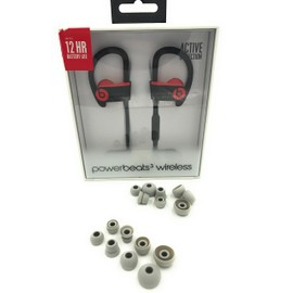 Red Replacement Earbud Tips for Beats Powerbeats3 Wireless Stereo Headphones - Small, Medium, Large, and Double Flange (Red)